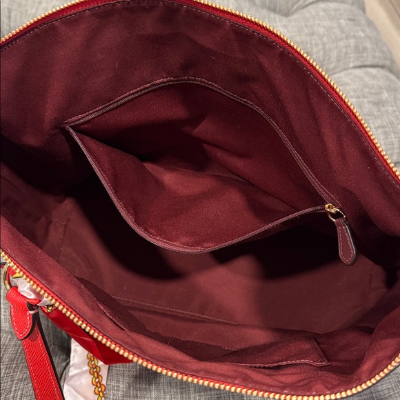 Coach Tote Gallery Large Red Leather Zip Bag - Picture 11 of 17